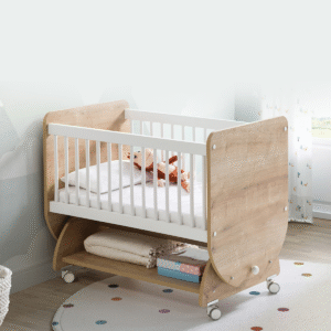 Baby When Swinging Wheeled Cradle 50x90, Wooden (BW1031)