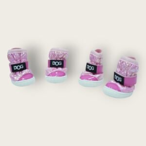 Iridescent Pink Dog Shoes with Velcro Strap