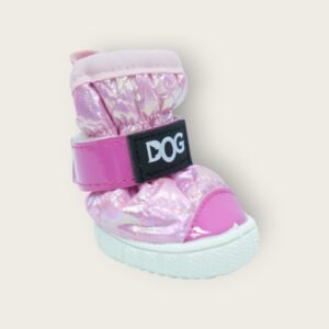 Iridescent Pink Dog Shoes with Velcro Strap