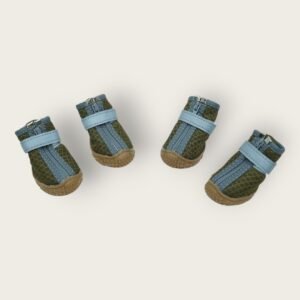 Brown and Gray Dog Shoes with Zipper and Velcro Strap