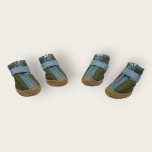 Brown and Gray Dog Shoes with Zipper and Velcro Strap