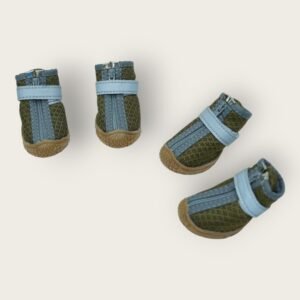 Brown and Gray Dog Shoes with Zipper and Velcro Strap