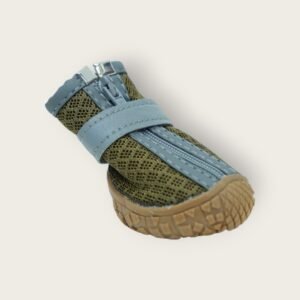 Brown and Gray Dog Shoes with Zipper and Velcro Strap