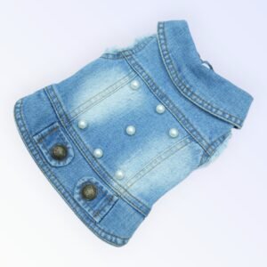 Pet Clothes Dog Jeans Jacket Cool Blue Denim Coat (S)