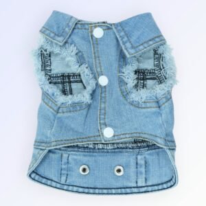 Pet clothes dog jeans jacket co blue denim coat (S)