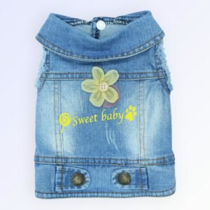 Pet Clothes Dog Jeans Jacket Cool Blue Denim Coat (S)