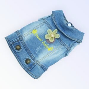 Pet Clothes Dog Jeans Jacket Cool Blue Denim Coat (S)