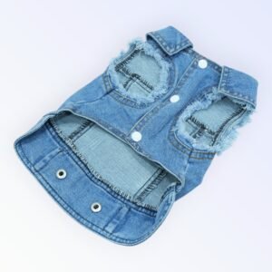Pet Clothes Dog Jeans Jacket Cool Blue Denim Coat (M)