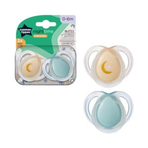Tommee Tippee Night Time Soother Pack Of 2 (0-6M) Blue