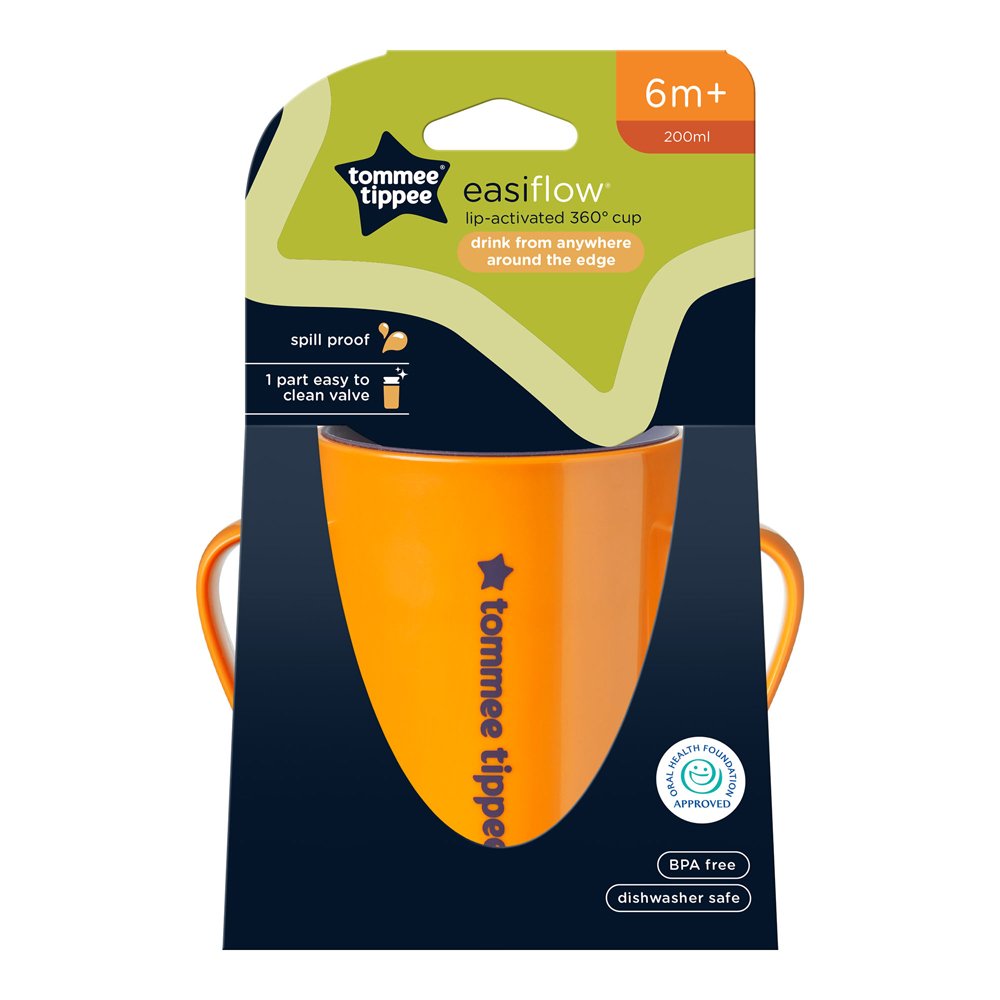 Tommee Tippee Easiflow lip-activated 360? Cup 200 ml (6m+) Orange - الصورة 2