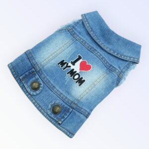 Pet clothes dog jeans jacket co blue denim coat (S)