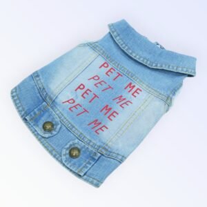 Pet Clothes Dog Jeans Jacket Cool Blue Denim Coat (M)
