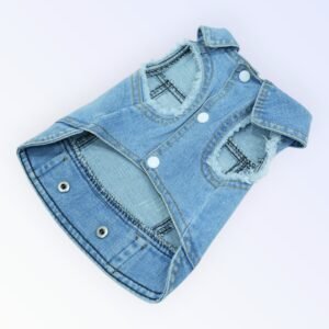 Pet Clothes Dog Jeans Jacket Cool Blue Denim Coat (M)