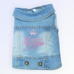 Pet Clothes Dog Jeans Jacket Cool Blue Denim Coat (M)