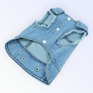 Pet Clothes Dog Jeans Jacket Cool Blue Denim Coat (M)