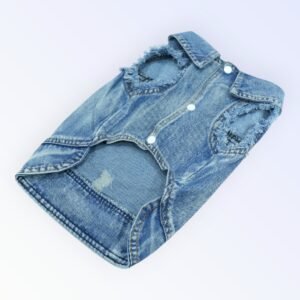 Pet Clothes Dog Jeans Jacket Cool Blue Denim Coat (L)