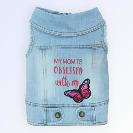 Pet Clothes Dog Jeans Jacket Cool Blue Denim Coat (L)