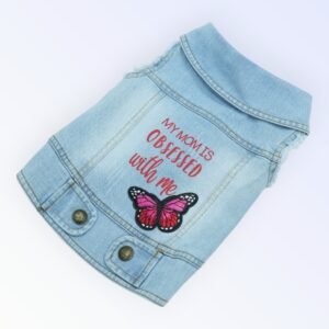 Pet Clothes Dog Jeans Jacket Cool Blue Denim Coat (L)