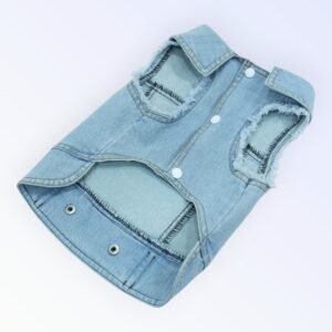 Pet Clothes Dog Jeans Jacket Cool Blue Denim Coat (L)