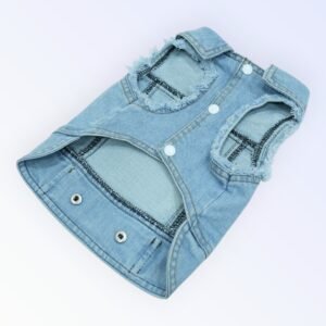 Pet Clothes Dog Jeans Jacket Cool Blue Denim Coat (M)