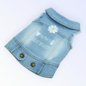 Pet Clothes Dog Jeans Jacket Cool Blue Denim Coat (M)