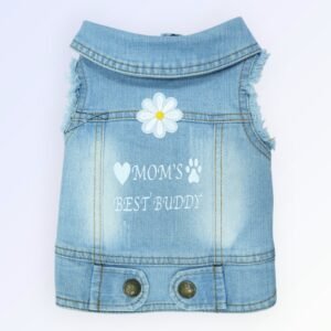 Pet Clothes Dog Jeans Jacket Cool Blue Denim Coat (M)