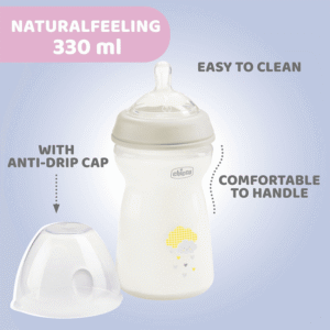 Chicco Natural Feeling Bottle, 330 ml (6 m+) Blue