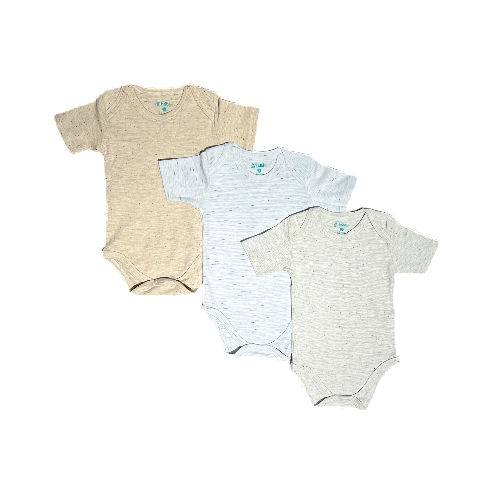 Habi Life Short-Sleeved Bodysuits, 3 Pack, Blue (3-6 m)