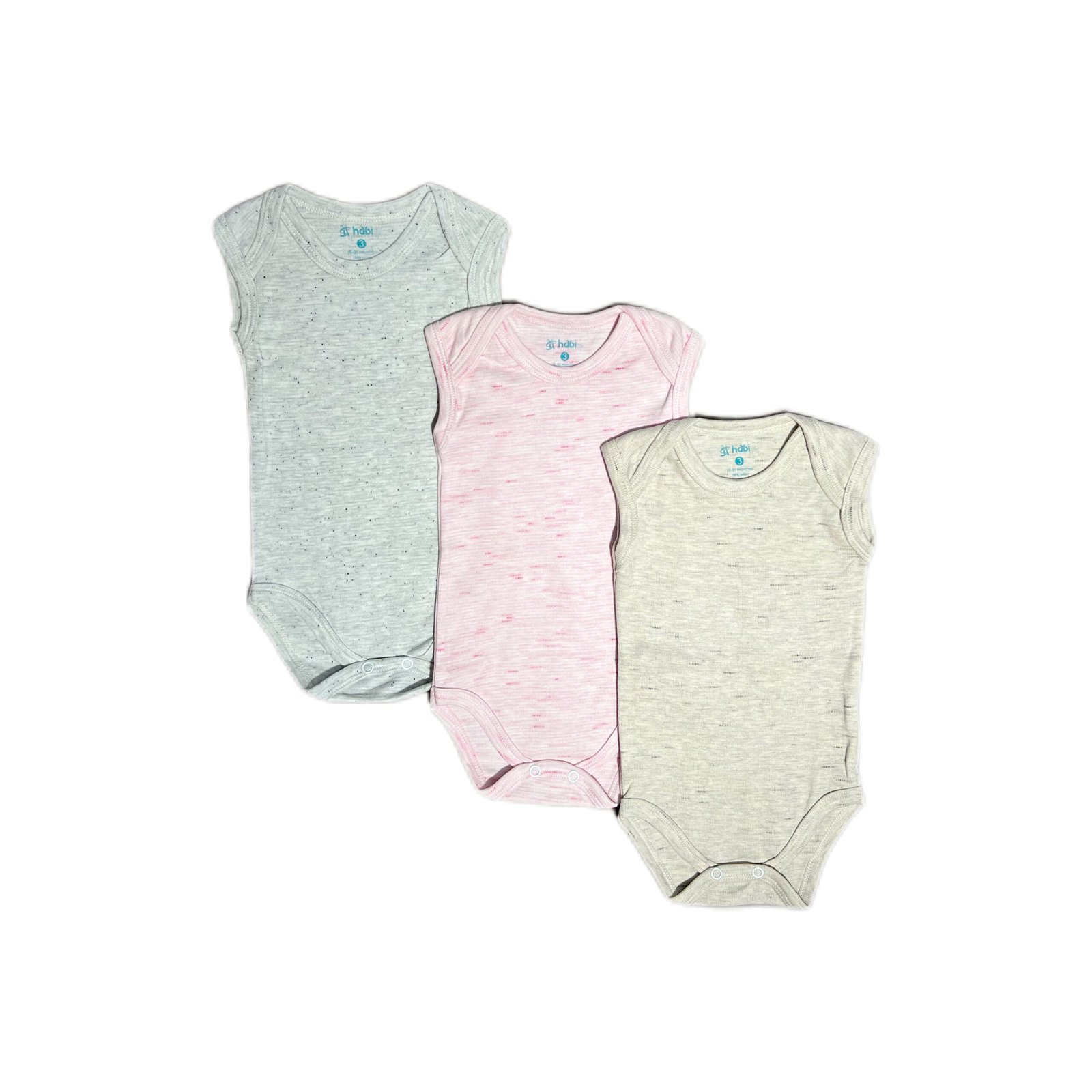 Habi Life Sleeveless Bodysuits, 3 Pack, Pink (6-9 m)