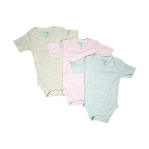 Habi Life Short-Sleeved Bodysuits, 3 Pack, Pink (3-6 m)