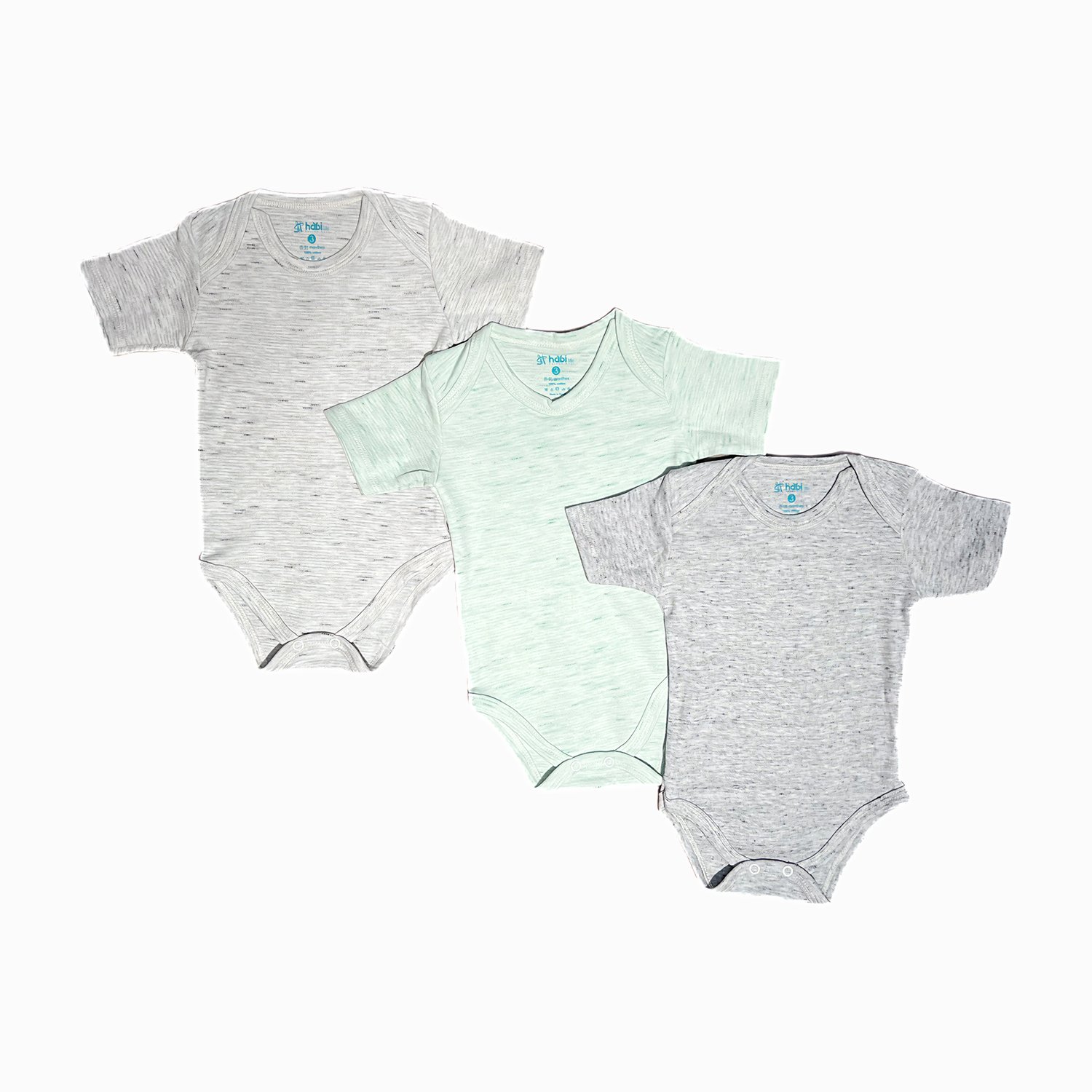 Habi Life Short-Sleeved Bodysuits, 3 Pack, Green (0-3 m)