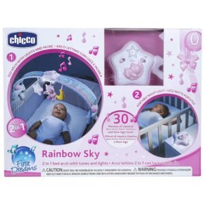 Chicco First Dreams 2-in-1 Rainbow Sky Bed Arch Mobile, Pink