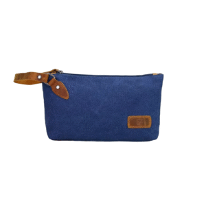 Deep Blue Slim Canvas Pouch