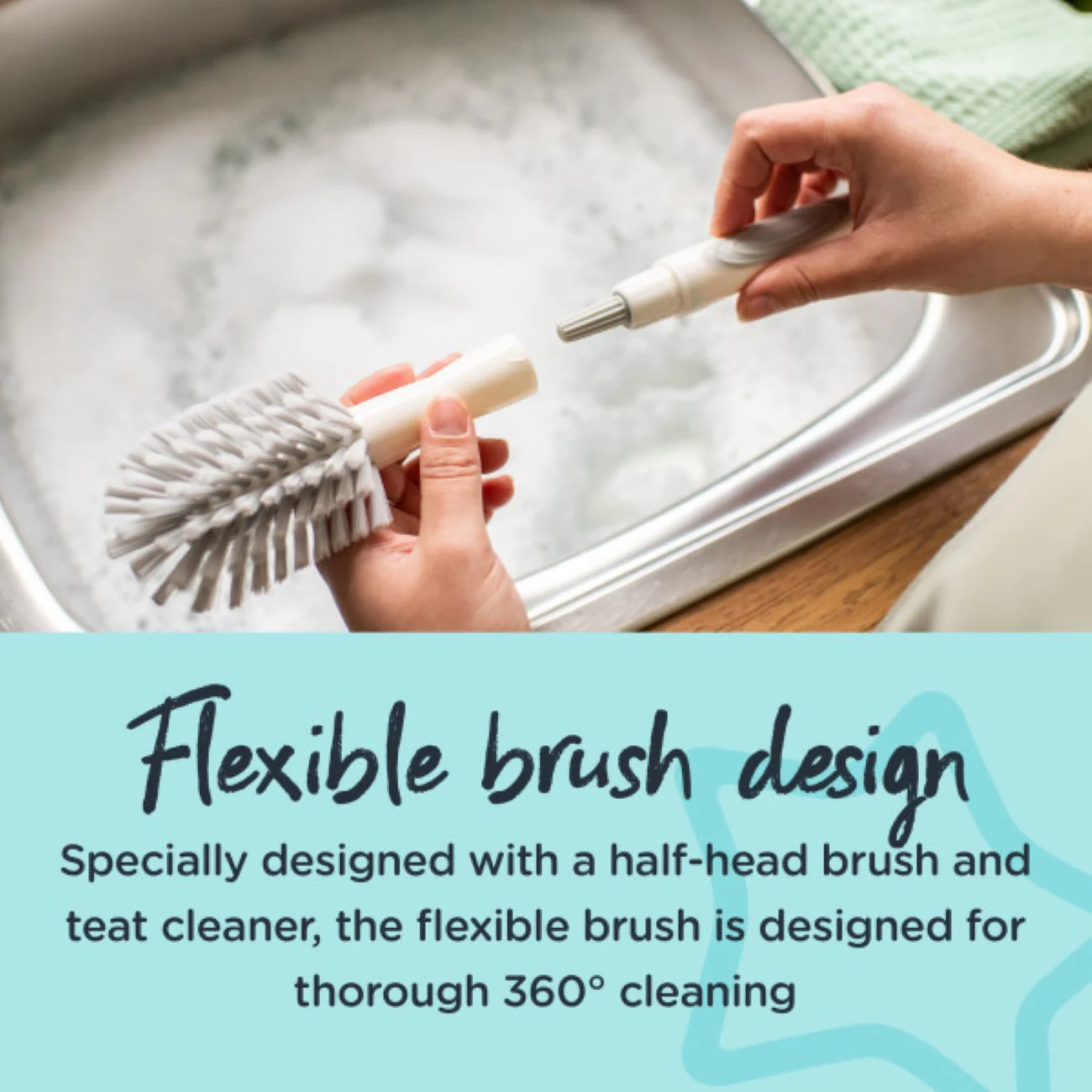 Tommee Tippee 2 in 1 Clean Bottle and Teat Brush - Image 3