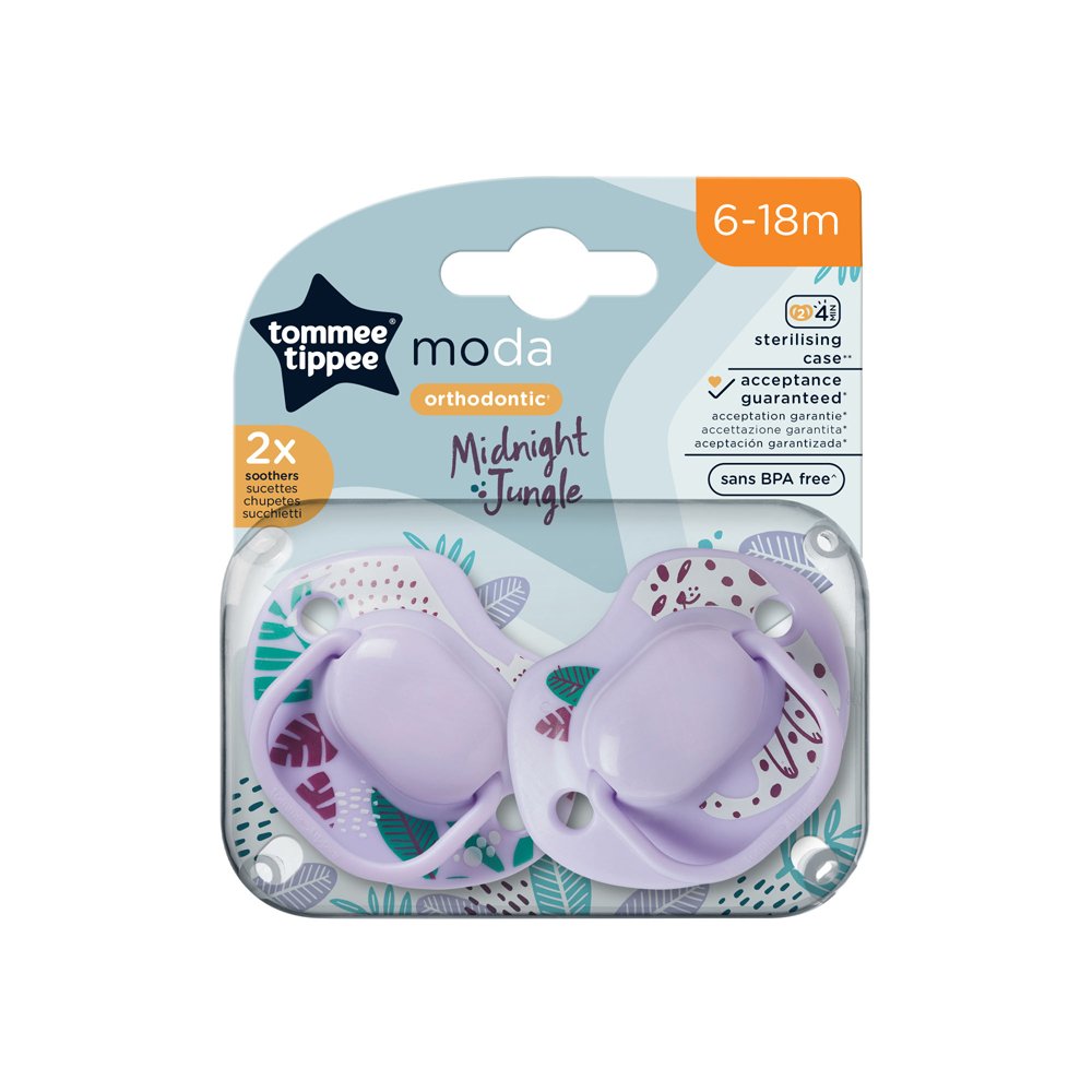 Tommee Tippee Moda Soother Pack Of 2 (6-18M) Midnight Jungle Purple - Image 3