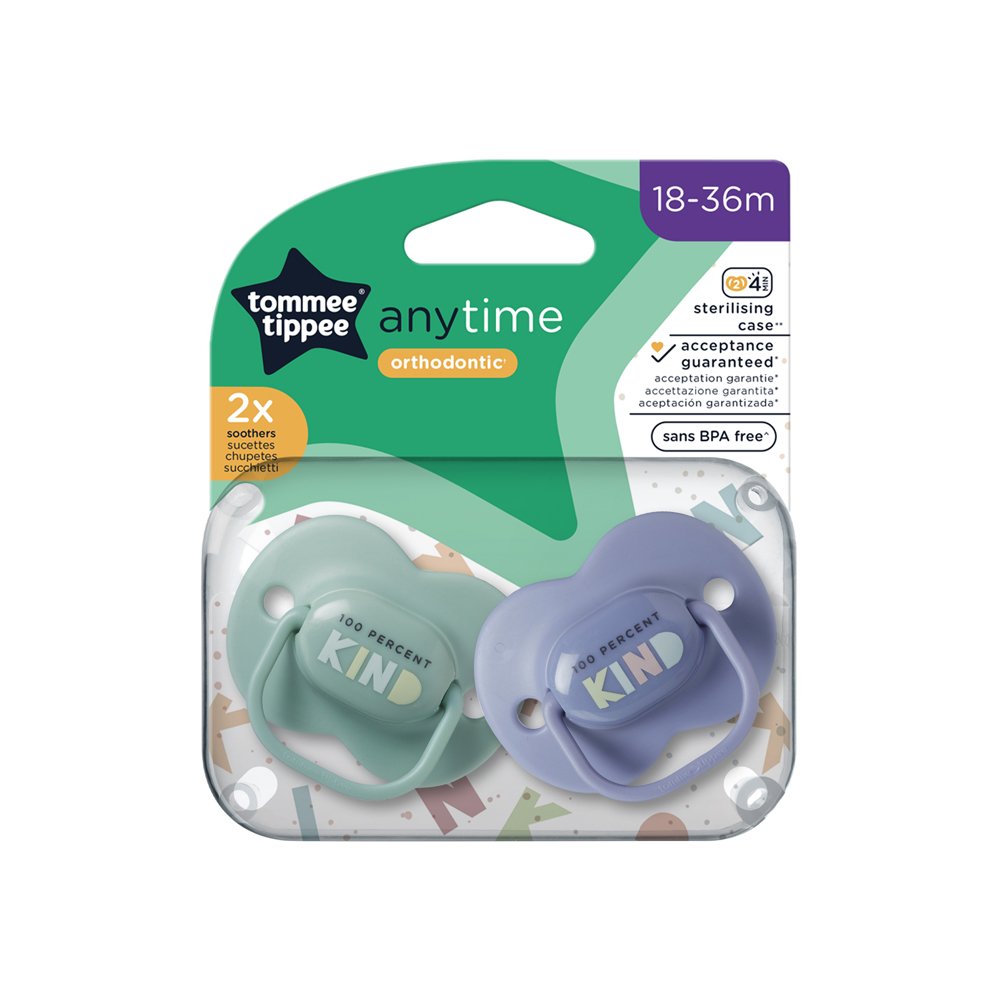 Tommee Tippee Any Time 2 Soothers 18-36 Months Green & Purple - Image 4