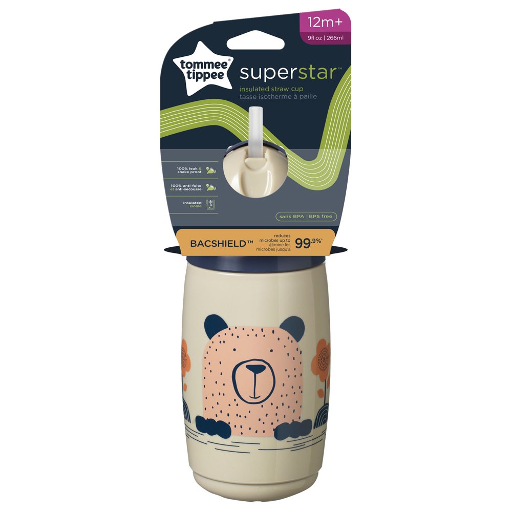 Tommee Tippee Super Star Insulated Straw Cup 266 ml (12m+) Beige - الصورة 2