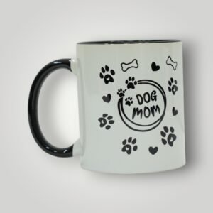 Dog Mom Ceramic Mug with Paw Print and Bone Designs