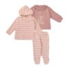 Junior Pink Stripe Printed Pajamas & Hoodi Jacket (0-3 m)