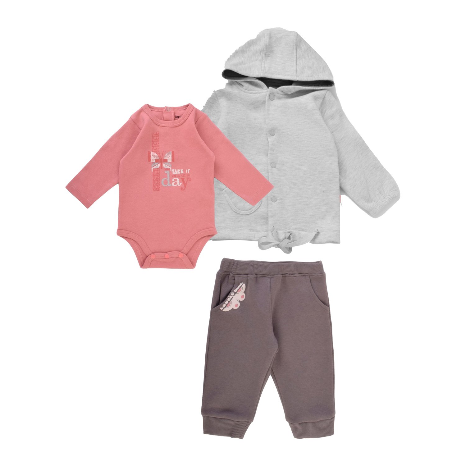 Junior Simple Sweetness Printed Set (Bodysuit, Pants, Hoodi Jacket) (3-6 m)