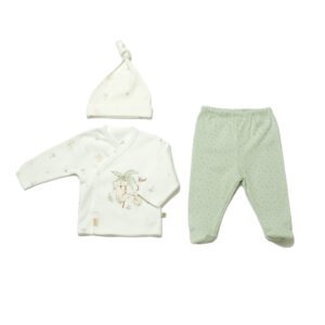 BiOrganic Koala Jungle Baby Side Snap Shirt Baby Set 3 Pcs Mint (3-6 Months)