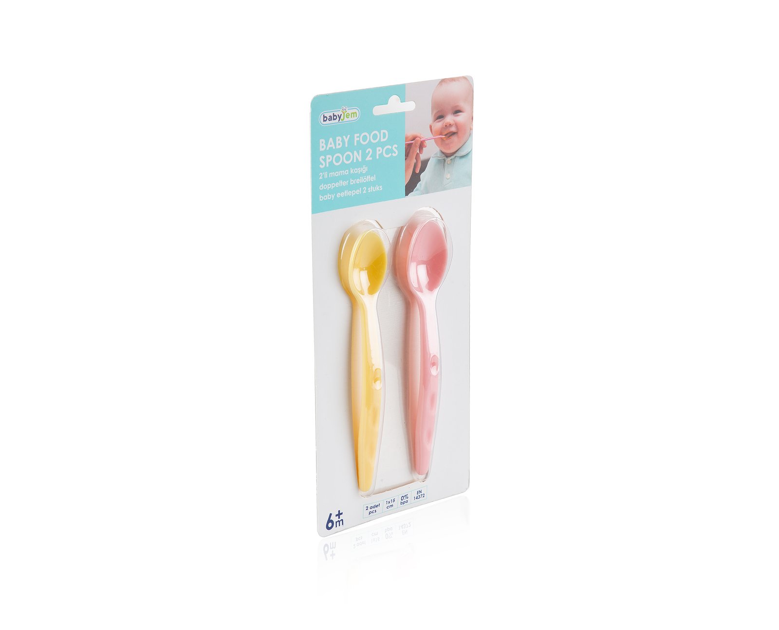 Babyjem Baby Food Spoon 2 Pcs/Pink-Yellow - الصورة 4