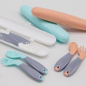 Babyjem Plastic Fork & Spoon Travel Case / Rose Color