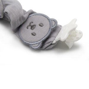 Babyjem Pacifier Hanger With Raw Silk Material(Muslin) Grey