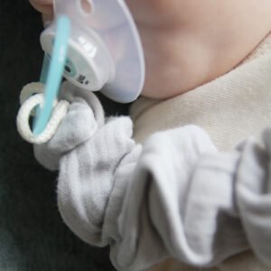 Babyjem Pacifier Hanger With Raw Silk Material(Muslin) Grey