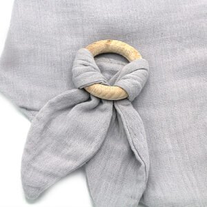 Babyjem Muslin Bib With Teether Grey