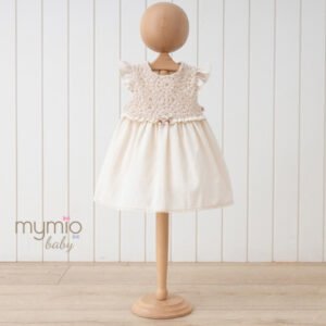 Mymio Short Sleeve Baby Girl Dress, (3908), Brown, 24 Months