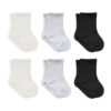 Bistyle Basic 6-Pairs Combed Flat Quarter Socks (6-12 m) (Black, Grey, Beige)