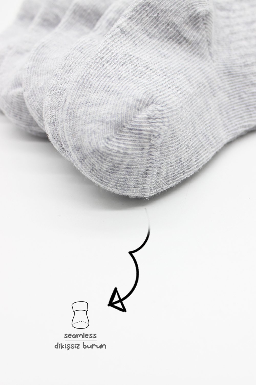 Bistyle 6-Pairs Combed Flat Quarter Socks (0-6 m) Grey - الصورة 4