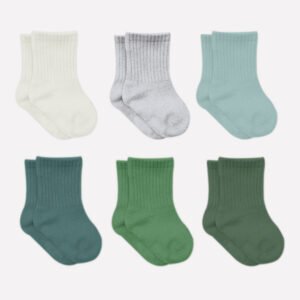 Bistyle Colors 6-Pairs Combed Flat Quarter Socks (12-24 m) Colored